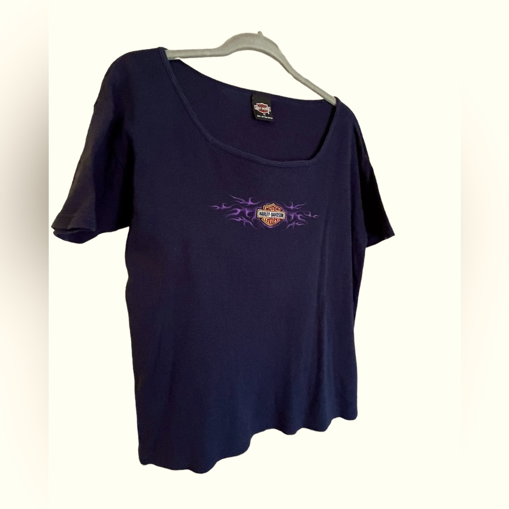 🔥🔥🔥Vintage Harley Davidson Sweetheart Neckline Short Sleeve Top Year 2000